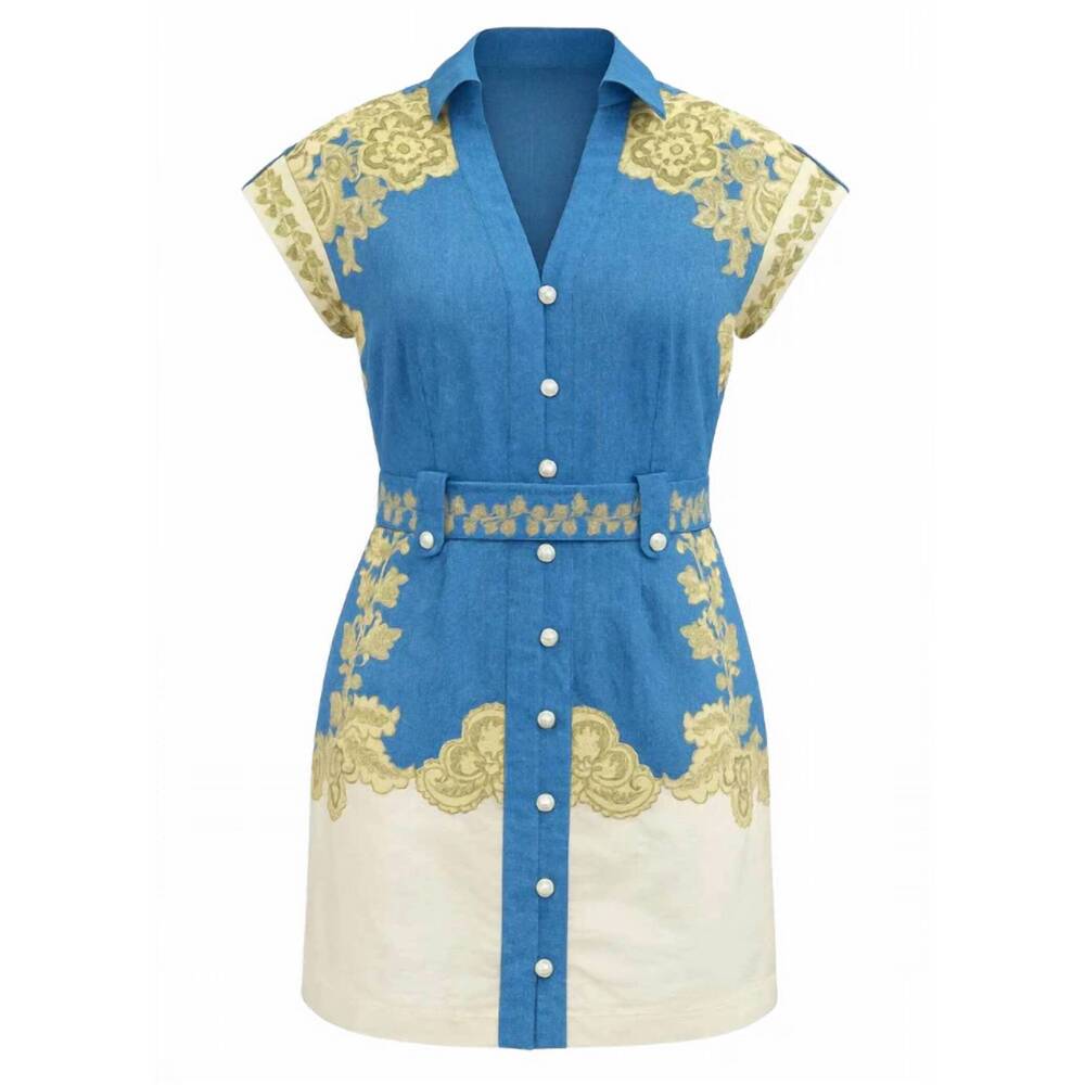 NEW ANNA CATE colette mini dress in chambray floral - Picture 5 of 5